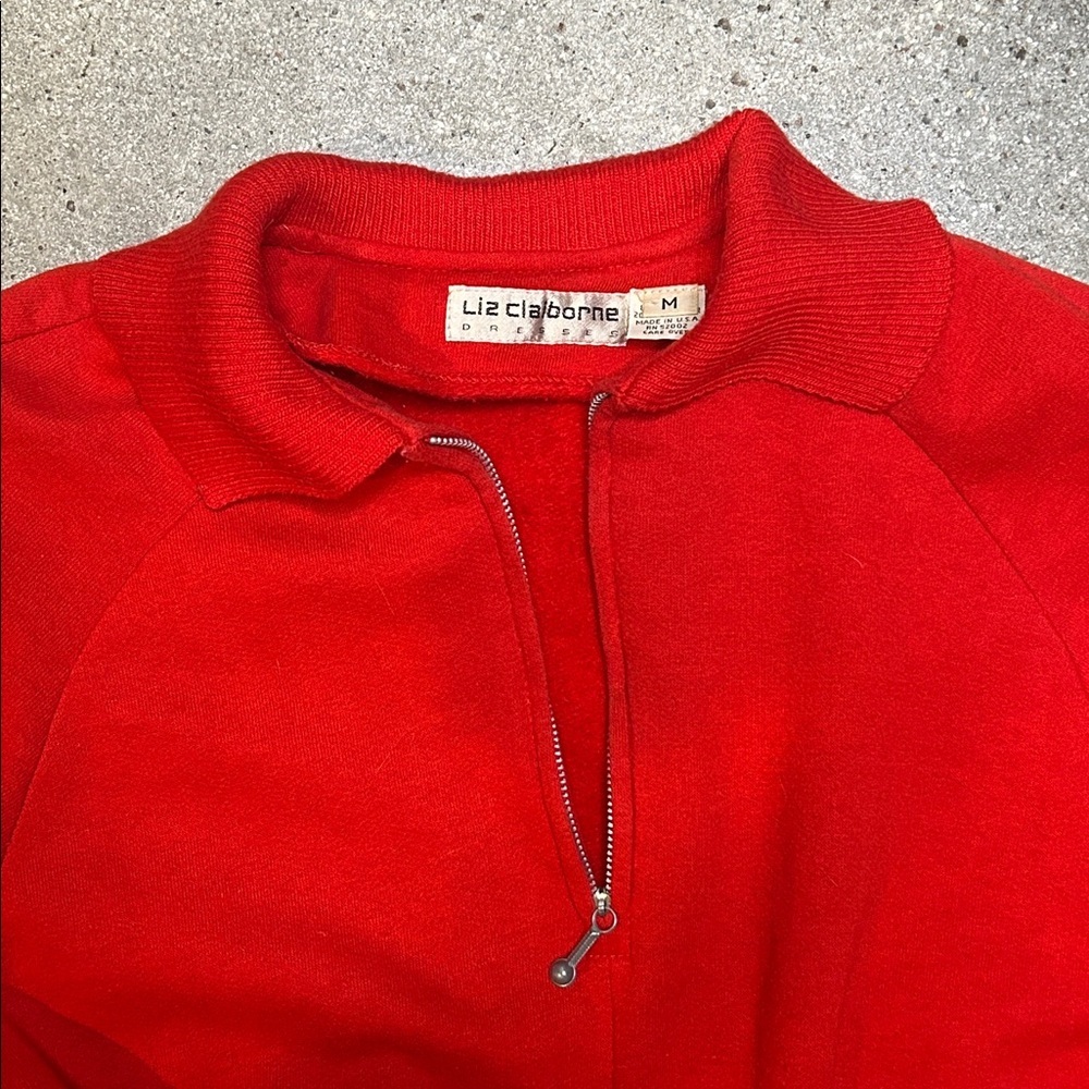Vintage Liz Claiborne Vibrant Red Long Sleeve Dress - Picture 3 of 12